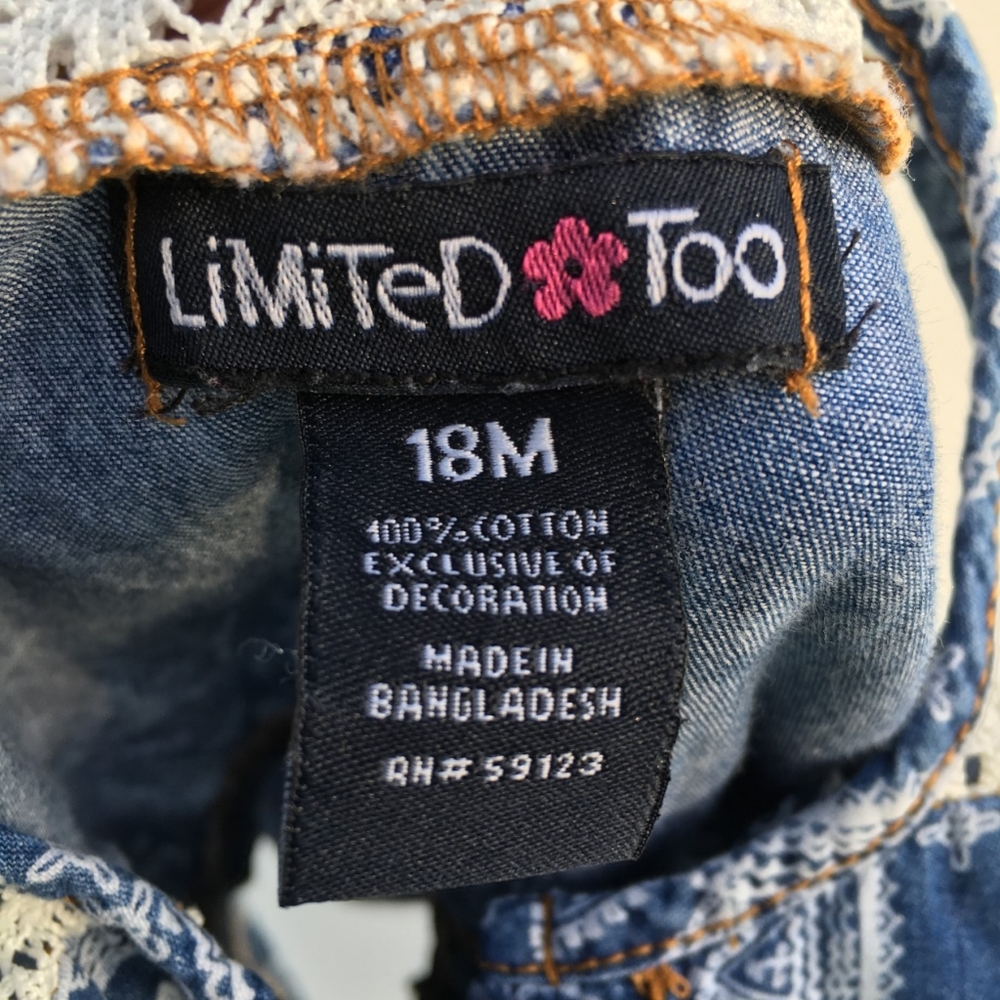 Limited Too Denim Romper Size 18 Months - Picture 3 of 3